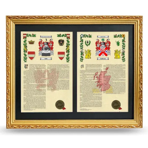 Double Armorial History Framed - Gold