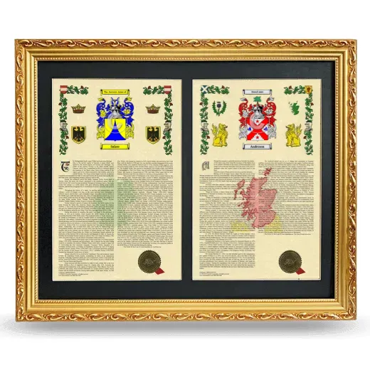Double Armorial History Framed - Gold