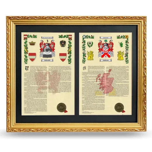 Double Armorial History Framed - Gold
