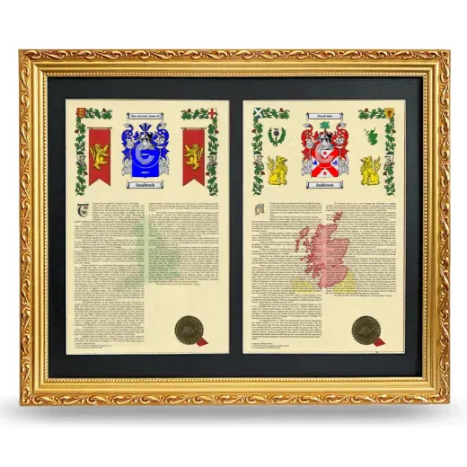 Double Armorial History Framed - Gold