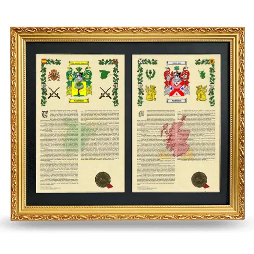 Double Armorial History Framed - Gold