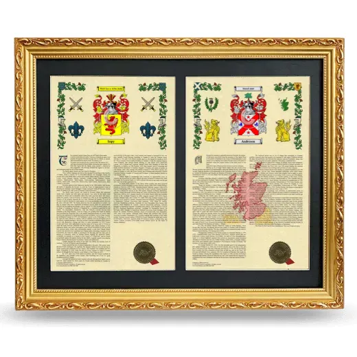 Double Armorial History Framed - Gold