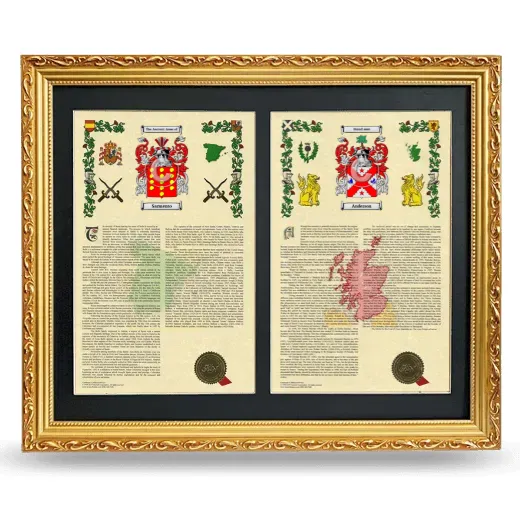 Double Armorial History Framed - Gold