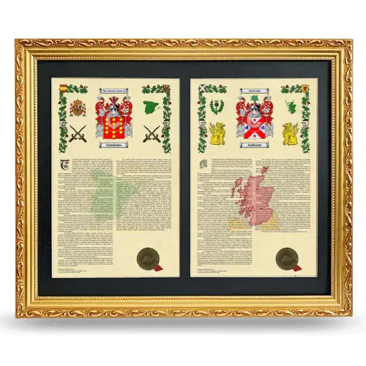 Double Armorial History Framed - Gold