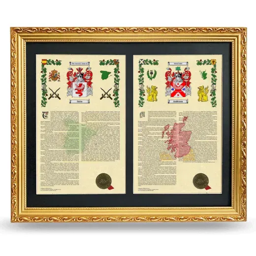 Double Armorial History Framed - Gold