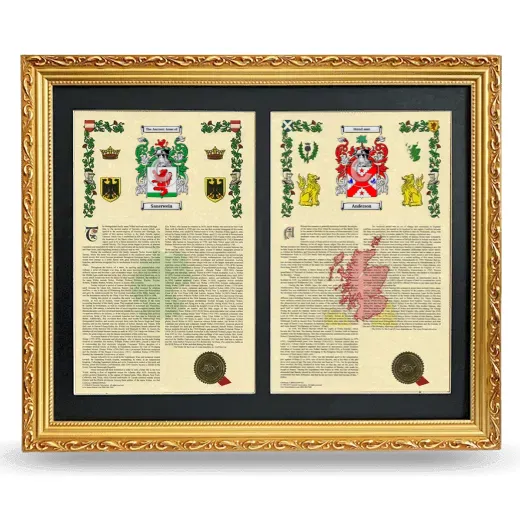 Double Armorial History Framed - Gold
