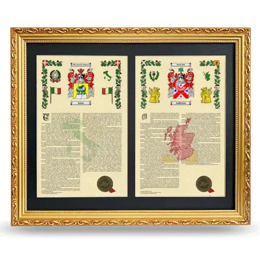 Double Armorial History Framed - Gold