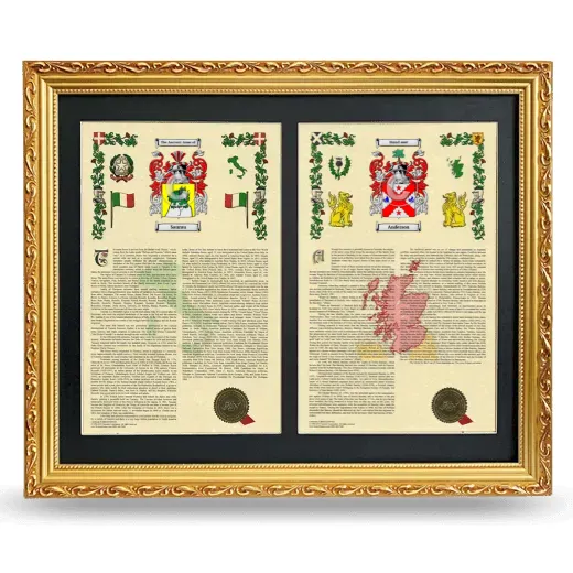Double Armorial History Framed - Gold