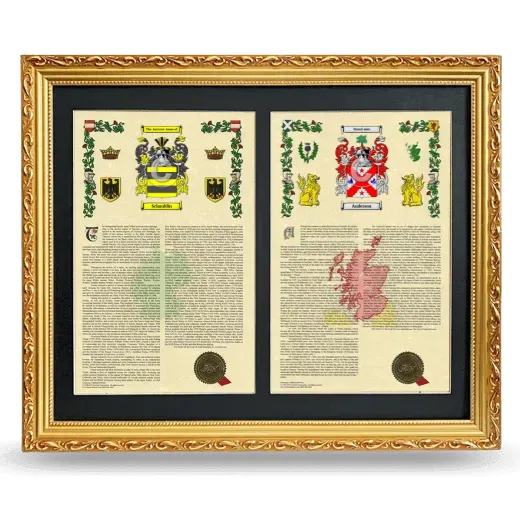 Double Armorial History Framed - Gold