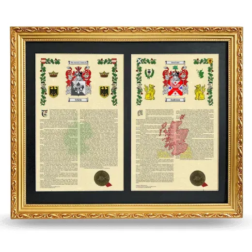 Double Armorial History Framed - Gold