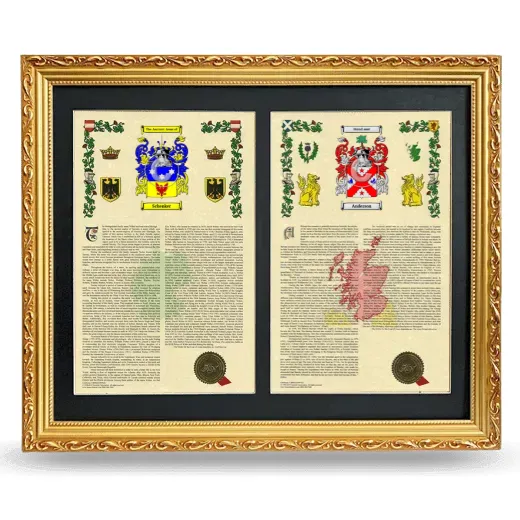 Double Armorial History Framed - Gold