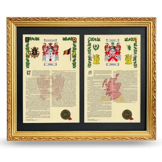 Double Armorial History Framed - Gold