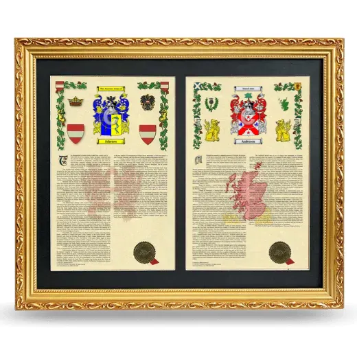 Double Armorial History Framed - Gold