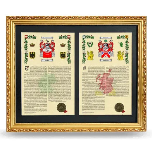 Double Armorial History Framed - Gold