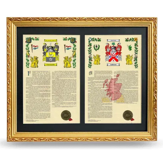 Double Armorial History Framed - Gold