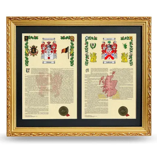 Double Armorial History Framed - Gold