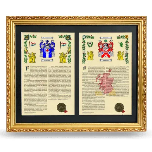 Double Armorial History Framed - Gold