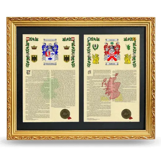 Double Armorial History Framed - Gold