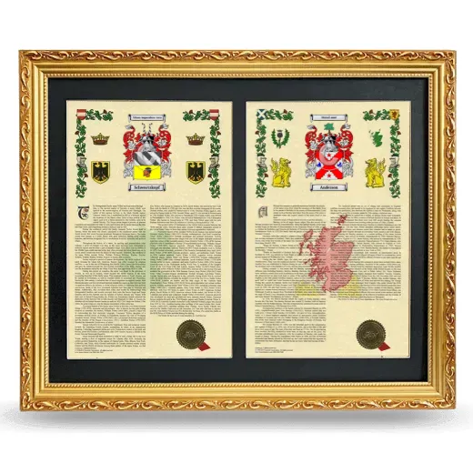 Double Armorial History Framed - Gold