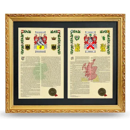 Double Armorial History Framed - Gold
