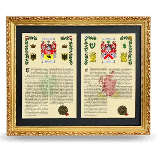 Double Armorial History Framed - Gold