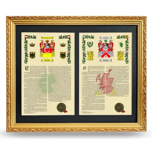Double Armorial History Framed - Gold