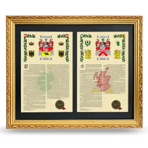 Double Armorial History Framed - Gold