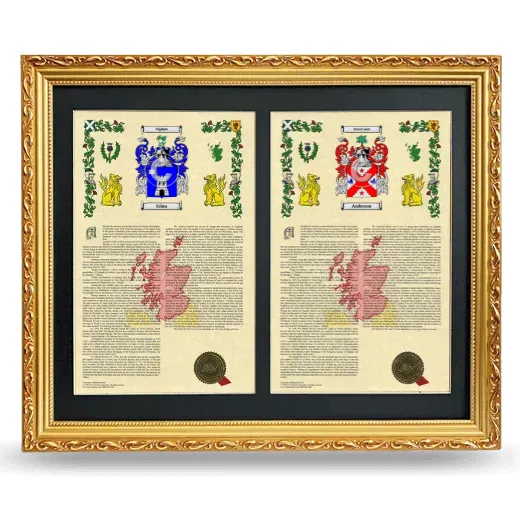 Double Armorial History Framed - Gold