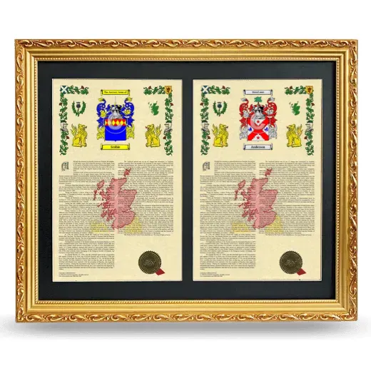 Double Armorial History Framed - Gold