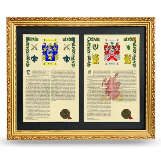 Double Armorial History Framed - Gold