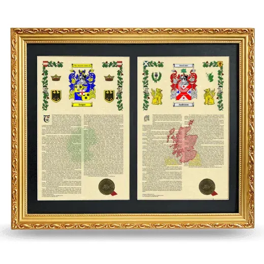 Double Armorial History Framed - Gold