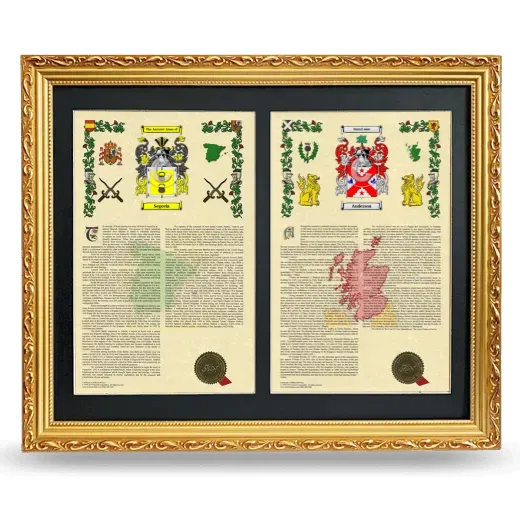 Double Armorial History Framed - Gold