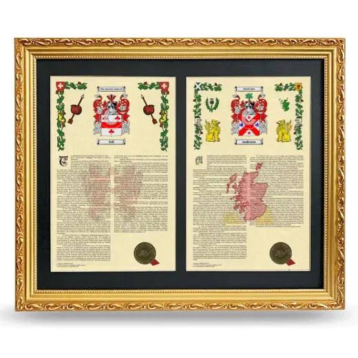 Double Armorial History Framed - Gold