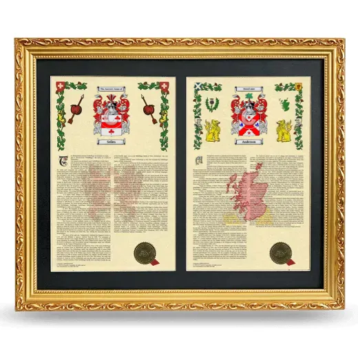 Double Armorial History Framed - Gold