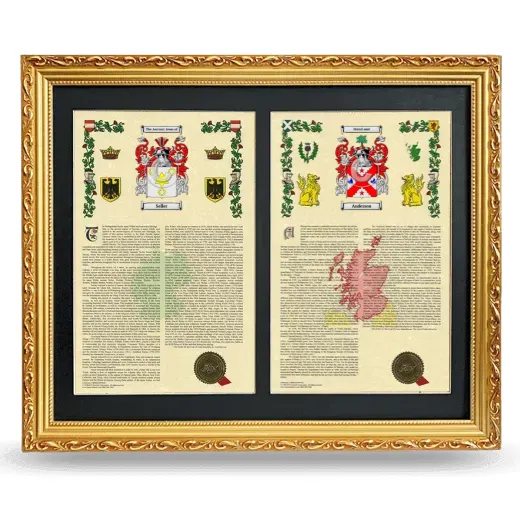 Double Armorial History Framed - Gold