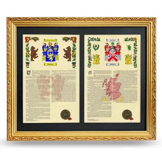 Double Armorial History Framed - Gold