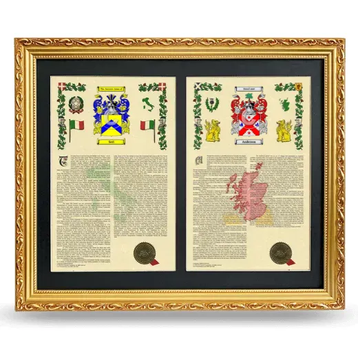 Double Armorial History Framed - Gold