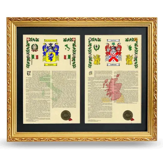 Double Armorial History Framed - Gold