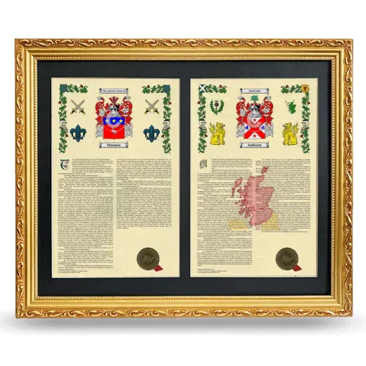 Double Armorial History Framed - Gold