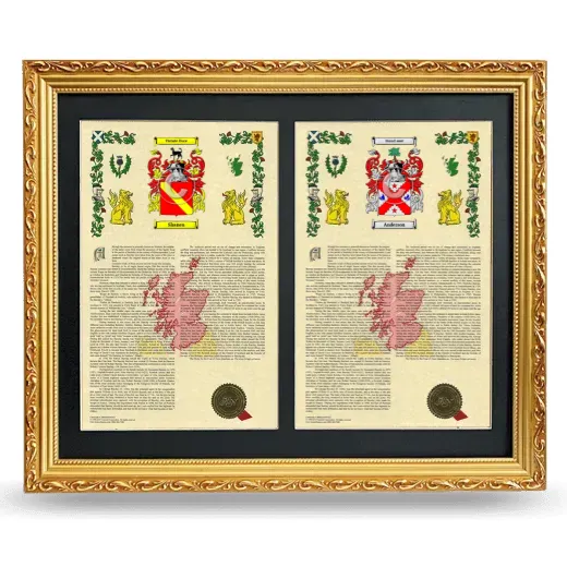 Double Armorial History Framed - Gold