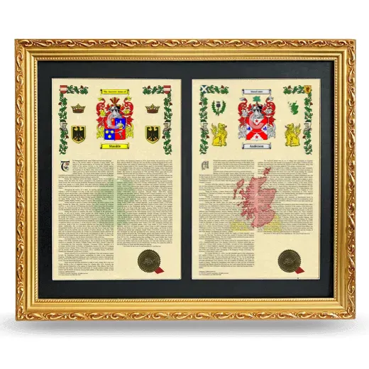 Double Armorial History Framed - Gold
