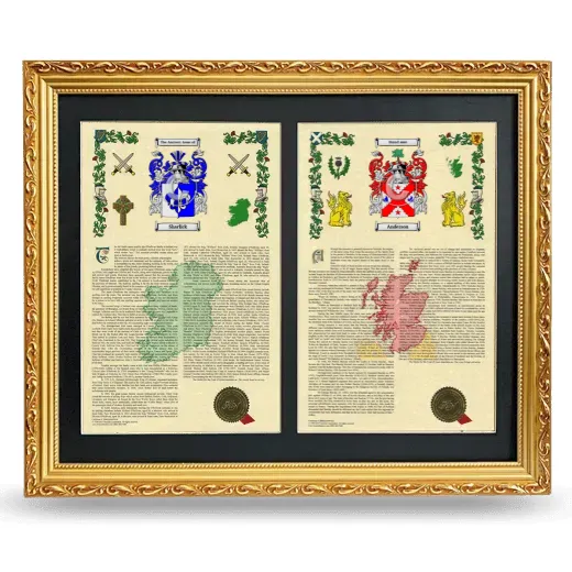 Double Armorial History Framed - Gold