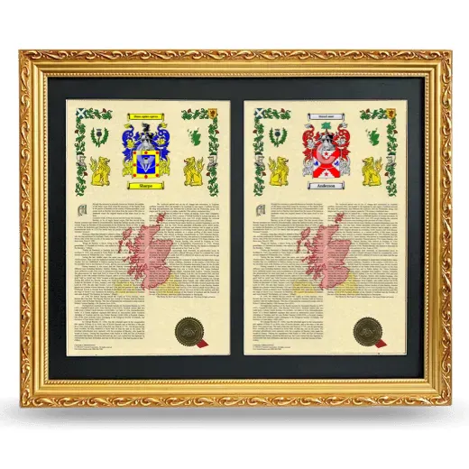 Double Armorial History Framed - Gold
