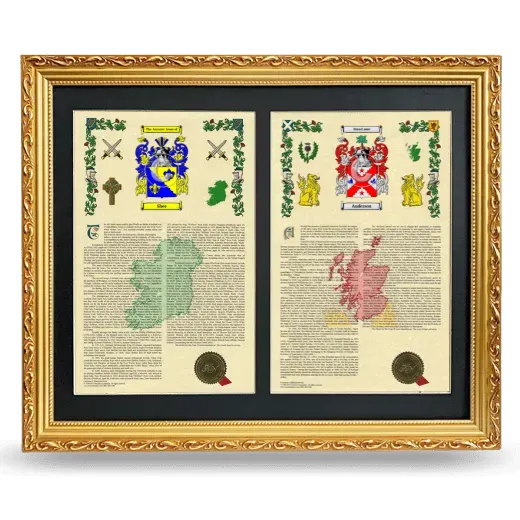 Double Armorial History Framed - Gold