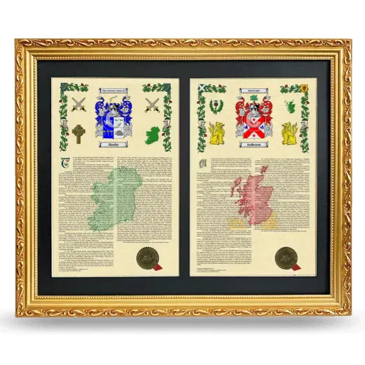 Double Armorial History Framed - Gold
