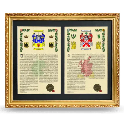 Double Armorial History Framed - Gold
