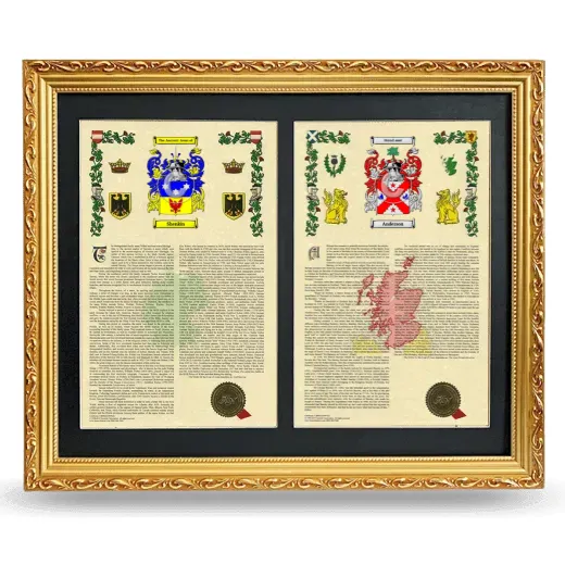 Double Armorial History Framed - Gold