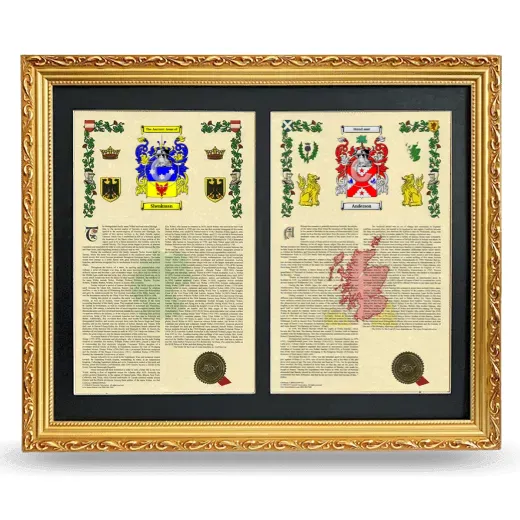 Double Armorial History Framed - Gold