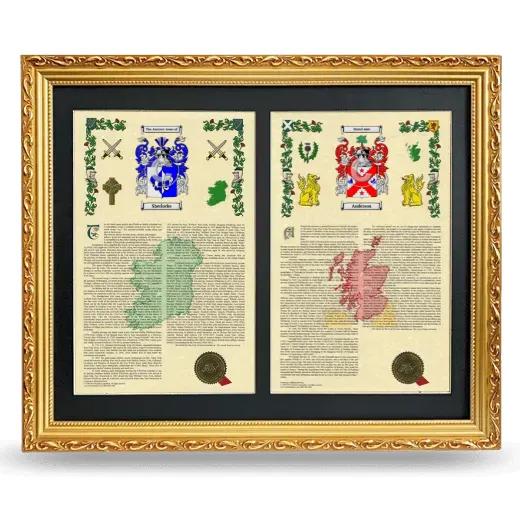 Double Armorial History Framed - Gold