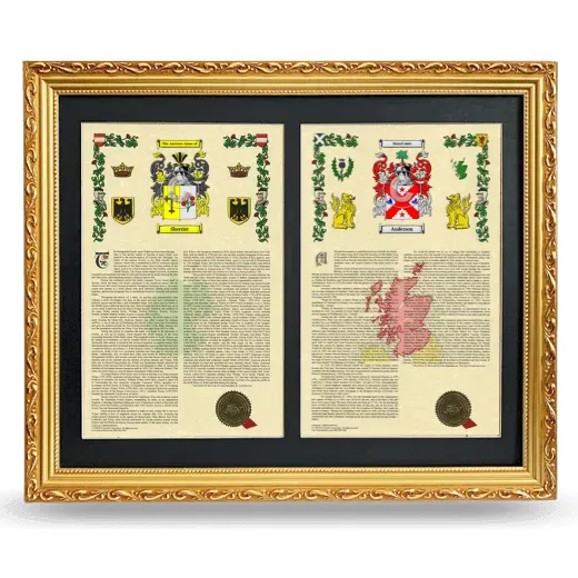 Double Armorial History Framed - Gold